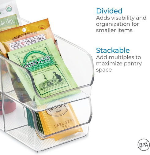 iDesign Linus Spice Packet Organizer Bin for Kitchen Pantry, Cabinet, Countertops - Clear Large