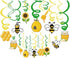30Ct Bee Party Hanging Swirl Decorations for Garden Party, Fairy Party, Kids, Boys, Girls, Home, Classroom, Baby Shower