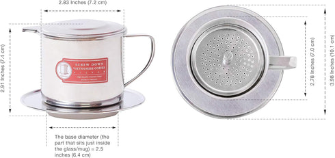 Vietnamese Coffee Filter Maker Press, Authentic Screw Down Phin Made in Vietnam, Medium (8 oz)