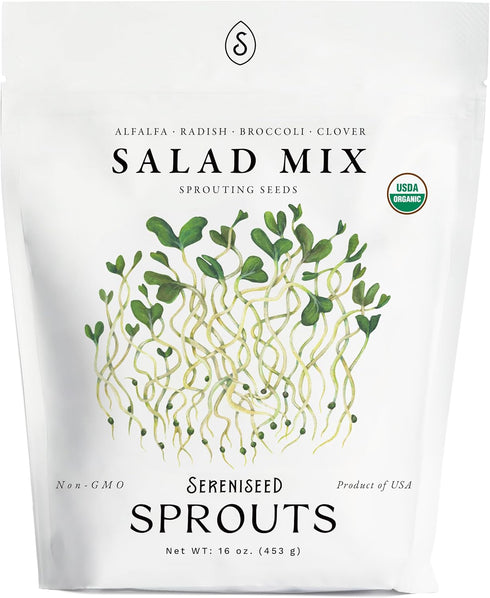 Organic Salad Mix Sprout Seeds (16 oz) Non-GMO, Heirloom Seeds for Sprouting
