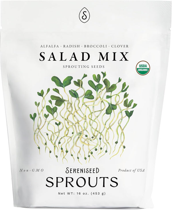 Organic Salad Mix Sprout Seeds (16 oz) Non-GMO, Heirloom Seeds for Sprouting