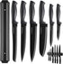 Kitchen Knife Set with Magnetic Strip, Black Cooking Knives, Sharp Stainless Steel Chef Knife Set for Meat & Veggies