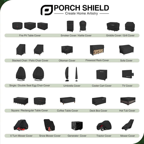 18L 18W 18H inch, Porch Shield Patio Ottoman Cover - Waterproof Outdoor Square Side Table Covers x x Black