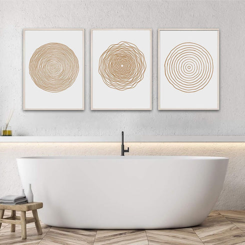 Mid Century Modern Wall Art Set, Boho Canvas Print - Abstract Geometric Scandinavian Painting for Decor