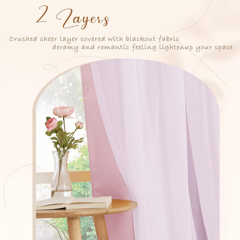 52 84 inches, 2 PONY DANCE Nursery Curtains Pink - Curtains for Bedroom Decor Aesthetic Cute Double Layer with Sheer