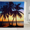 Ocean Beach Shower Curtain 72x84, Tropical Palm Tree Bath Curtain with 12 Pack Hooks, Hawaiian Sunset Decor
