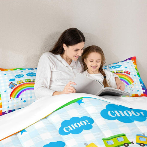 Set Set,Boys Insert,1 Homewish Cartoon Trains Kids Comforter Twin Size,Cute Choochoo Vehicles Bedding Girls Adults Room