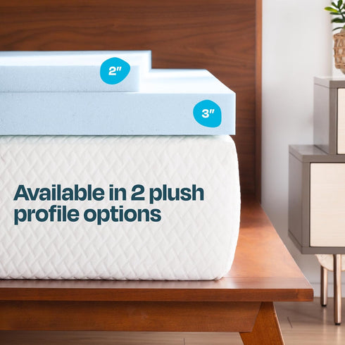 LINENSPA Twin Size Memory Foam Mattress Topper - 2 Inch Gel Infused Cooling Plush Feel - CertiPUR Certified