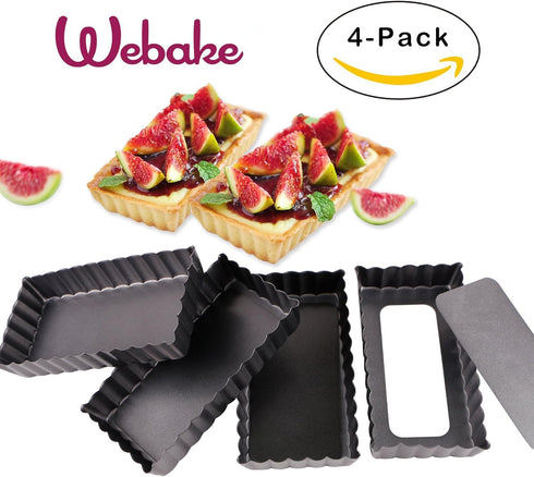 Webake 4 Pack Mini Tart Pans with Removable Bottom, Non-Stick Baking Pan for Oven and Insta Pot