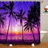 Sunset Beach Tropical Palm Tree Shower Curtain, Waterproof Fabric Bathroom Decor with 12 Hooks, 72x72 Inches