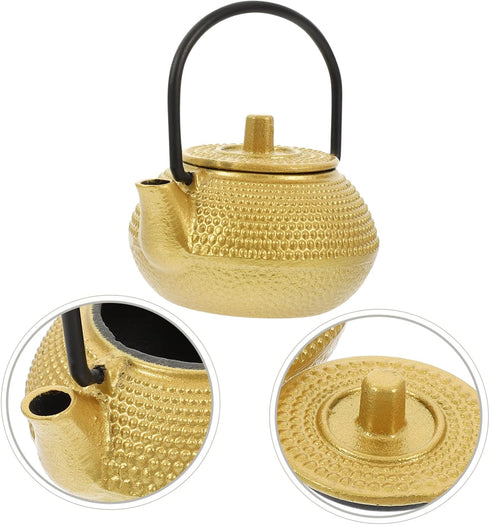 Cast Iron Teapot Tea Set, Whistling Kettle for Stovetop, Dollhouse Decoration Accessories, Mini Iron Kettle