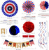26Pcs 4th Patriotic Decorations of July Decorations LOVE USA Banner Red White Blue Paper Fans Star Streamer Pom Poms