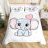 Set 3Pcs Feelyou Cute Baby Elephant Duvet Cover Kids Boys Girls Cartoon Elephant Printed Comforter Cover Bedroom