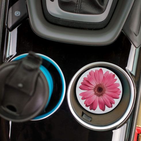 Pink Daisies 2.75 x 2.75 Absorbent Ceramic Car Coasters, Pack of 2