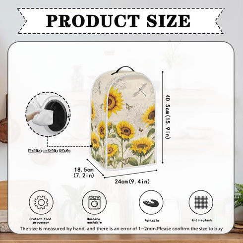 Sunflower Dragonfly Blender Dust Cover, Anti Fingerprint Polyester Cover for Stand Mixer or Coffee Maker
