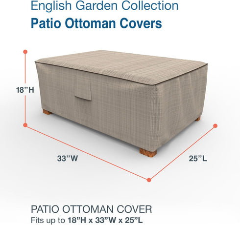 Durable Waterproof Ottoman Cover for English Garden Patio, Heavy Duty Protection