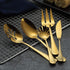 Berglander Stainless Steel Titanium Plated Flatware Serving Set, 6 Pieces, 45 Pieces Flatware with 1 Cake Server