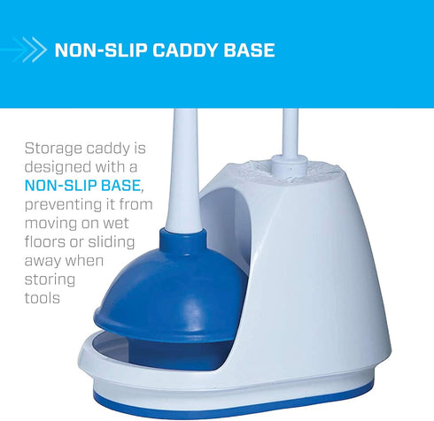 3-Piece Set, Mr. Clean Toilet Plunger and Bowl Brush Combo with Caddy, Heavy-Duty Plunger, Toilet Brush, and Caddy