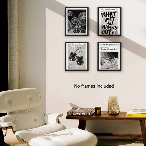 NaZaUK 70s 8x10 Retro Black And White Newspaper Poster What If It All Works Out Canvas Wall Art Positive Trendy Preppy