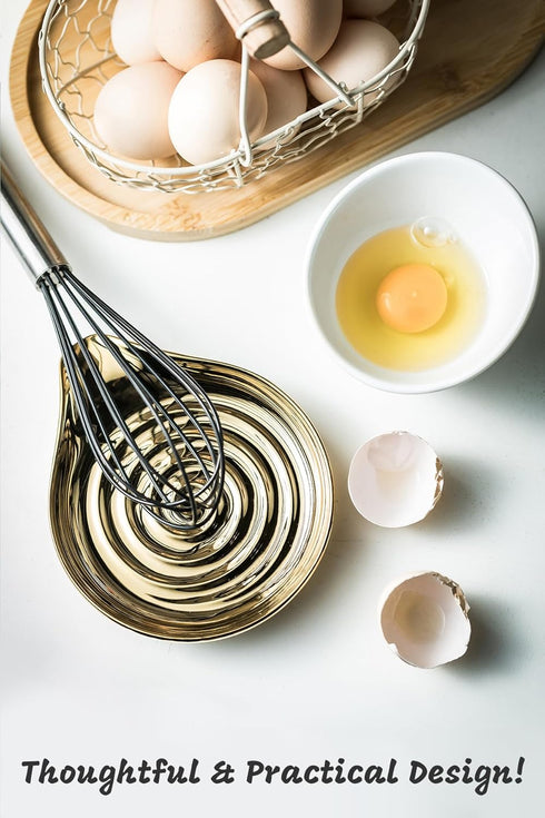 LAUCHUH Ceramic Spoon Rest for Stove Top, Large Utensil Holder for Kitchen Countertop, Mother's Day Gifts, 5 inch (Gold)