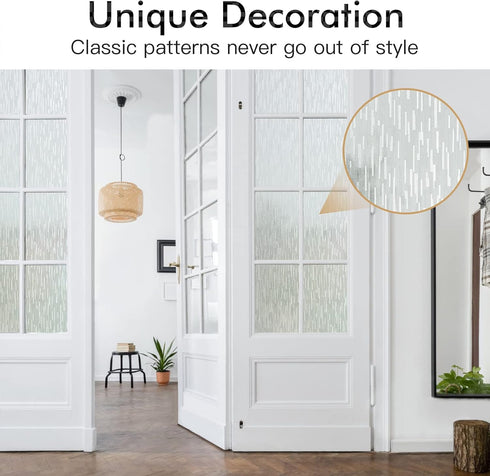 Haton Window Privacy Film, Frosted Glass Static Cling Sun Heat Blocking Window Clings, Non Adhesive 23.6" x 78.7"