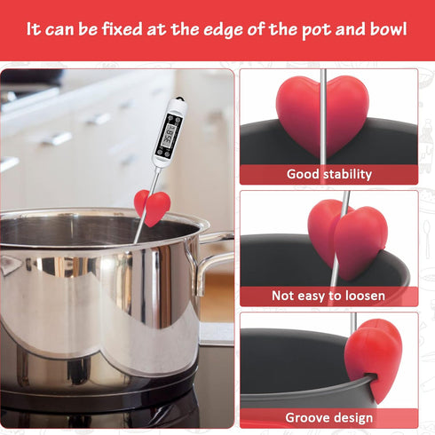 2Pcs Windspeed Red Candy Thermometer Pot Clip Holder for Digital Thermometer, Candle Soap Jam Cooking (No Thermometer)