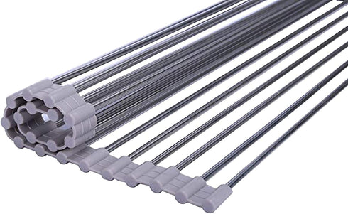 Roll up Dish Drying Rack - Over The Sink Silicone Kitchenware Folding Draining Rack SUS304 Stainless Steel
