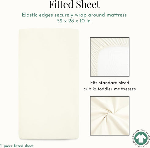 1 Evolur Piece Cream Full Crib Solid Fitted Sheet, Fitted Crib Sheet for Standard Crib and Toddler Mattress, Soft