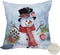 Outdoor Waterproof Christmas Snowman Pillow Cover, 20x20 Inch - Double Sided Holiday Decor Cushion Case for Sofa Couch