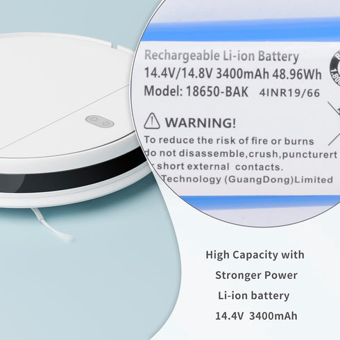 3200mAh RVBAT850 Battery Replacement Compatible for Shark Ion R75, RV761, RV850C, RV1000S, RV851WV, RV871, RV1100VL, RV101AE, UR1000SR, RV700_N, RV720_N Vacuum Cleaners ( ONLY for 2-Prong Connector)
