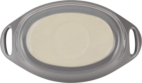 Rachael Ray Solid Glaze Ceramics Au Gratin Bakeware Set - 2 Piece, Oval Gray