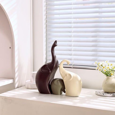 EABOSON 4 Ceramic Modern Art Pcs Elephant Statue Decorations for Home, Office, Living Room, Bedroom - Creative