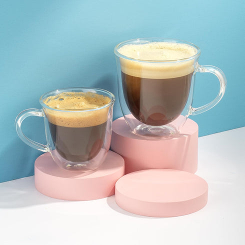 JoyJolt Serene Double Walled Insulated Glasses Coffee Mug Set of 2, 7.4 Ounces