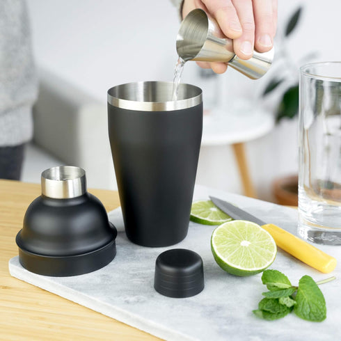 True Ash Stainless Steel Cocktail Shaker - 18 oz for Cold Brew Cocktails, Home Bar Accessories, Matte Black