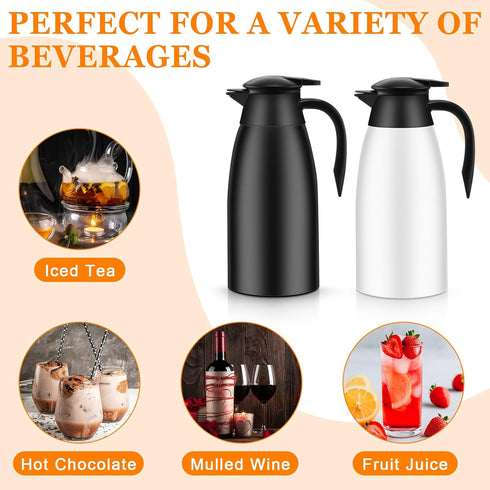 Norme 2 Pcs 68 oz Insulated Stainless Steel Thermal Coffee Carafe for Hot Liquids, Black and White