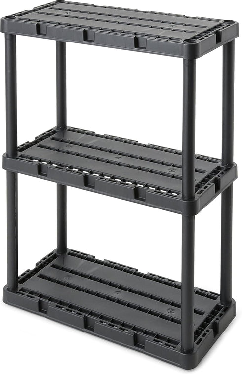 Gracious Living 3 Shelf Knect-A-Shelf Solid Light Duty Storage Unit 12 x 24 x 33 for Home, Garage, Basement