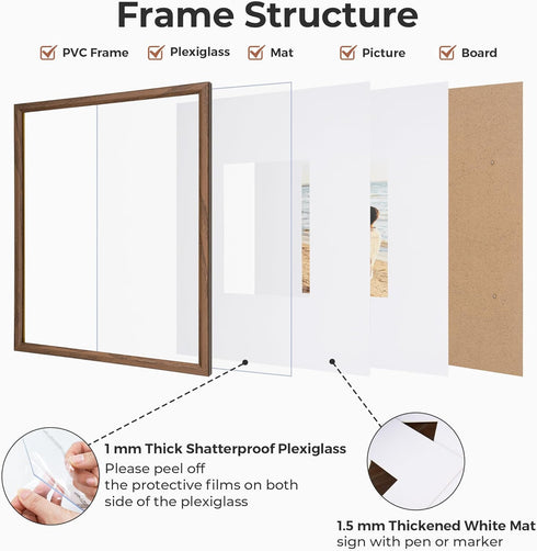 16x20 8x10 Axeman Signature Picture Frame with White Mat Wedding Guest Book Alternative, Wall Hanging Photo Frame