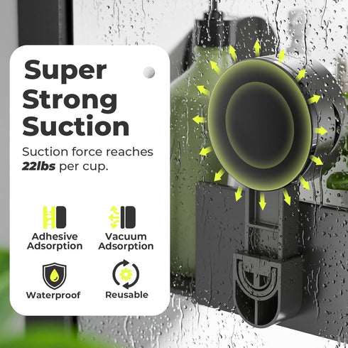 2 BREIS Corner Shower Caddy Suction Cup, PCS No Drilling Shower Shelves with Hooks, Powerful Upgraded Suction Bathroom