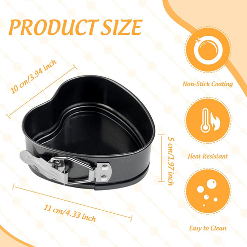 TXIN Love Heart Shape Springform Pan, Mini 4 Inches Non-Stick Carbon Steel Cake Pan Tin Mold Baking Cheese Bread Jelly Tray, Set of 2 by TXIN