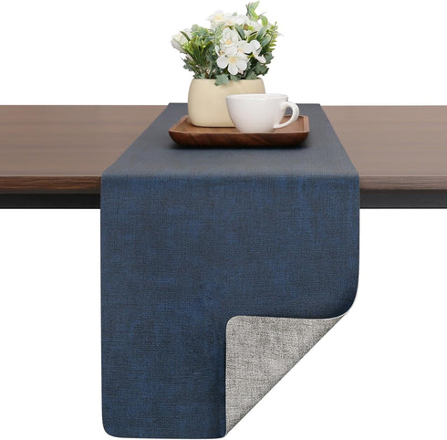 Chitomars Table Runners 94 Inches Long, Dual-Sided Faux Leather Farmhouse Table Runner Waterproof