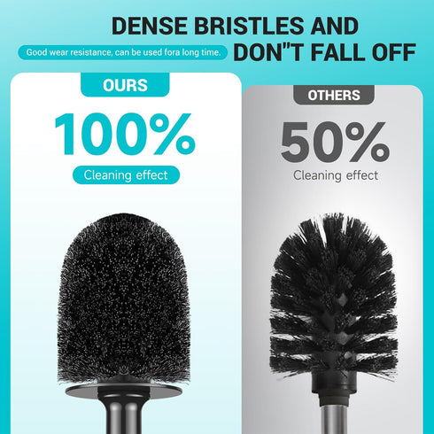 Toilet Brush and Holder, Toilet Bowl Brush and Holder with Long Handle, Plastic Holder Easy to Hide, Drip-Proof, Easy to Assemble, Deep Cleaning by alpsnow