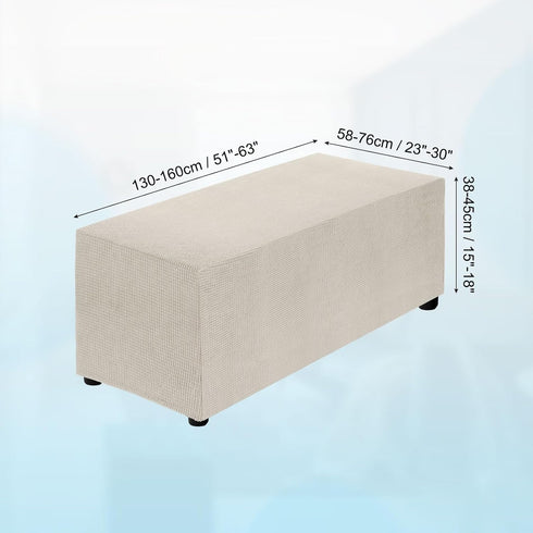 130-160cm 51"-63", uxcell Stretch Ottoman Cover Rectangular Oversized Square Ottoman Slipcover with Elastic for Foot