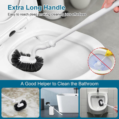 BKCOYSJ 1) Toilet Bowl Brush and Holder Sturdy Plastic Long Handled Toilet Brushes for Bathroom with Ventilated Base