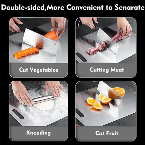 Megecy Set 2,100% 2p-M) Titanium Cutting Board of Pure Titanium Cutting Boards for Kitchen Double Sided,Hygiene Durable
