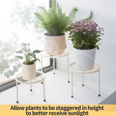 Furshus Stand,5 Pack Plant Heavy Duty Flower Pot Stands,Metal Decoration Racks,Round Plant Shelf for Planter Outdoor