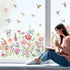 decalmile Spring Garden Flower Window Clings, Double Sided Wildflower Butterflies Grass Easter Window Decals