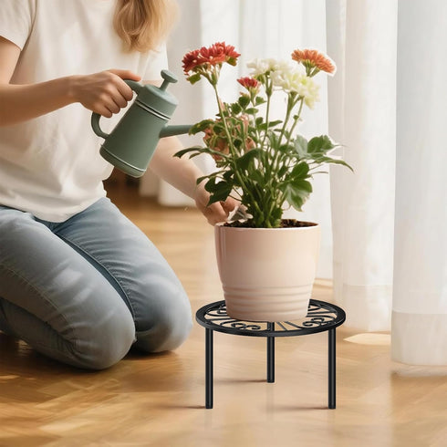 9.1-inch TOSKING Heavy Duty Metal Plant Stand - Decorative Round Plant Stand, Adjustable Leveling Feet & Rust-Resistant