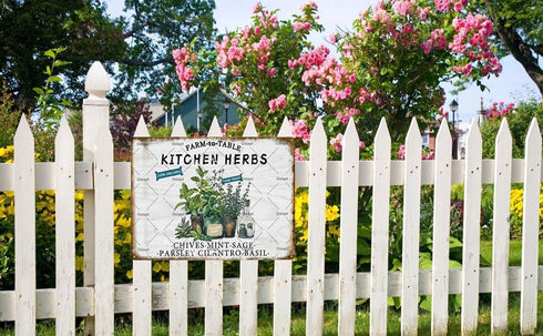 Kitchen Herbs Farm To Table 100% Organic Vintage Metal Tin Sign, Funny Garden Poster 8x12 Inch