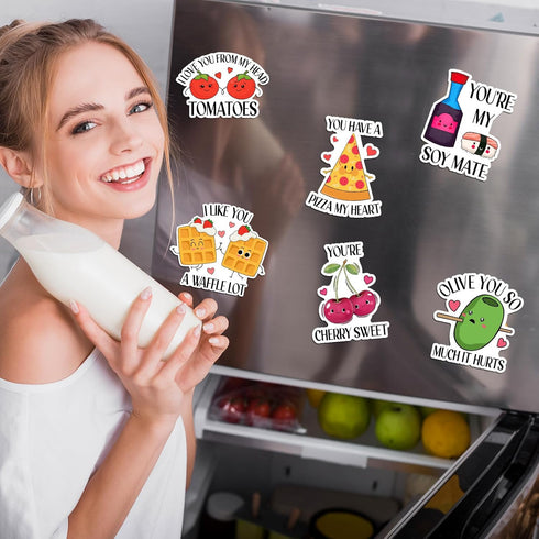 16 Pcs Valentine's Day Magnets, Funny Cute Refrigerator Magnets for Home Decorations, Love Puns Magnets for Valentine's