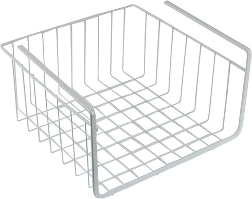 White Wire Under-Shelf Storage Basket, 10-Inch, Durable Organization Solution for Kitchen and Pantry